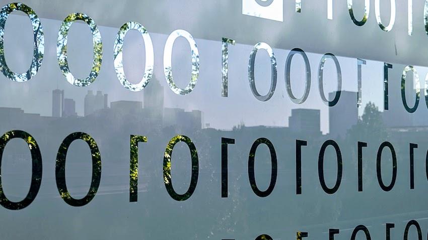 ATL skyline reflected in Binary Bridge