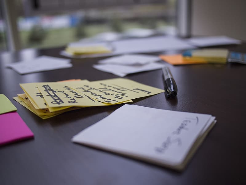 A stack of notes on a table